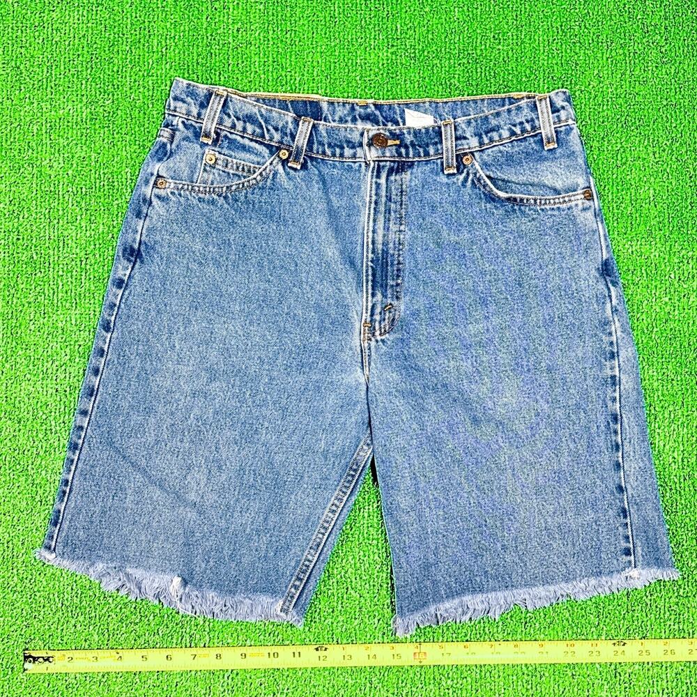 Vintage 96 Levi's 550 Cut Off Jeans 36x34 Relaxed Fit Jorts Distressed USA Made